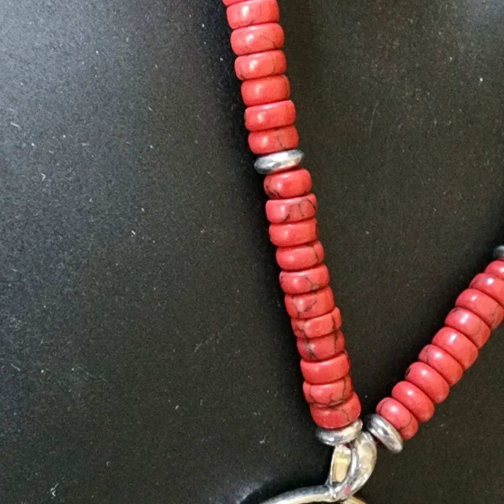 Chaps Southwestern Style Silver-Tone and Faux Red Turquoise Beaded Pendant